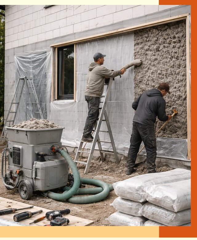Утепление дома из газобетона эковатой в Челябинске от 4640 руб./м2 | ТепломастерЧлб