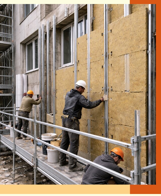 Утепление вентилируемого фасада в Челябинске от 5775 руб/м2 — монтаж и утепление вентфасад | ТепломастерЧлб